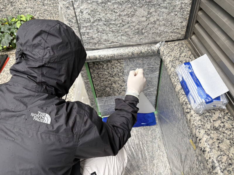 大阪府大阪市でのビル外壁大理石研磨美装